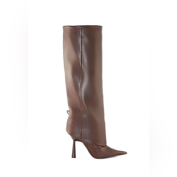 RHW x GIA Classic Pointed-Toe Knee-High Boots chocolate brown leather size 8.5 - Picture 2 of 15